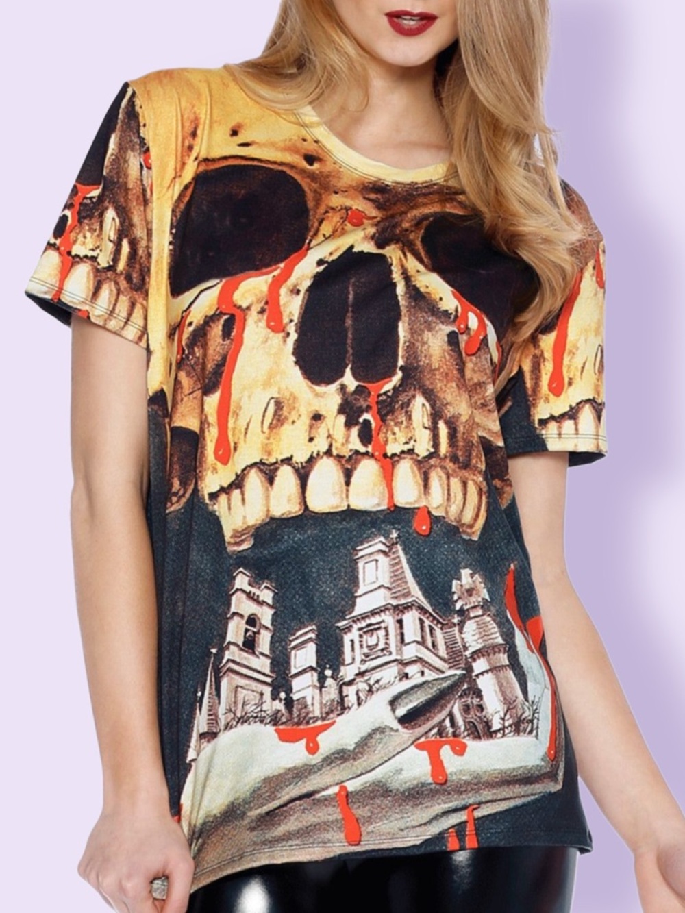 BlackMilk Bleeding Skull Boyfriend Tee/LA Tee XS Oversized Goth Rare BMC Museum